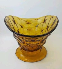 Vintage Fan Vase, Amber Glass