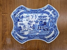 J Meir And Sons Blue And White Willow Pattern Serving Dish RARE Antique c1840