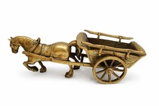 Heavy Solid Brass Horse & Cart