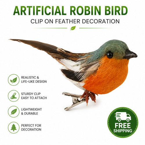 Artificial robin bird clip - artificial,