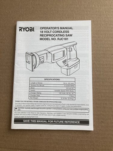 Ryobi operators manual volt - ryobi,