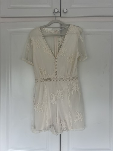 Zara cream lace playsuit - lace, size
