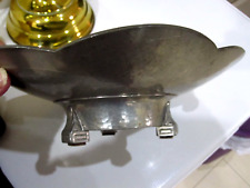 Vintage 100% ART DECO  Pewter Bowl With Scalloped Rim & Engraved