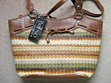 BRAND NEW WITH TAG BUENO COLLECTION FAUX LEATHER & STRAW SHOULDER HANDBAG RRP£30