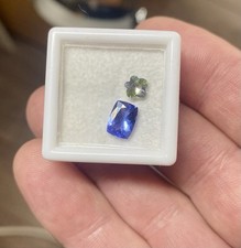Blue Tanzanite 8x6x3mm Cushion Cut Gemstone 1.5cts + 0.5ct Tanzanite Flower.