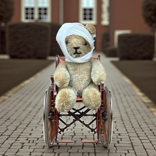 Vintage Mohair Teddy Bear Jointed Glass Eyes 6 Inch Missing Ear Well Loved