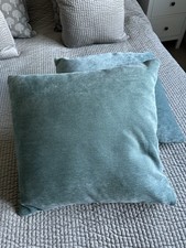 2 X M&S Duck Egg Velvet Cushions 50cm X 50cm