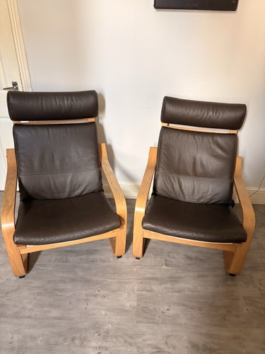 Ikea poang brown leather - ikea,