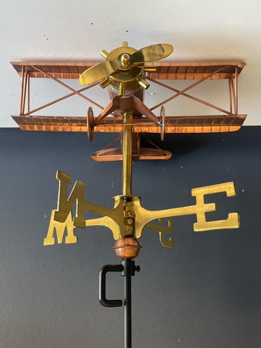 Copper brass biplane - brass, weather