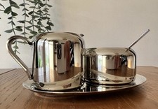  Stainless Steel Milk Jug, Sugar Bowl & Tray, EXCELLENT CONDITION 