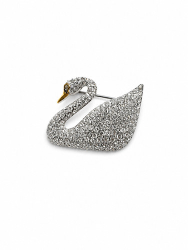 Swarovski crystal swan brooch - swarovski,