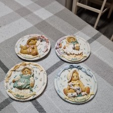 CHERISHED TEDDIES LOVE FAITH HOPE CHARITY PLAQUES x 4