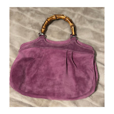 Barney's New York Vintage Suede Handbag Bamboo Handles RARE