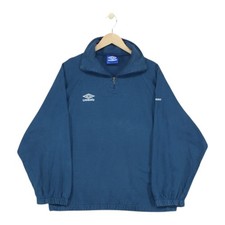 Vintage Umbro 1/4 Zip Sweatshirt Mens Size L Blue Oversized 90s Pullover