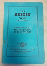 April 1952 Running & Maintenance Instructions Booklet - Austin A40 Model Cars 