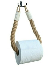 Retro Style Rope Toilet Roll Holder/Towel Rail Jute Nautical Theme with Brackets