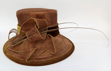 Suzanne Bettley London Womens 100% Straw Brown Vintage Designer Hat 21 cm