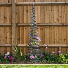 1.5m Garden Obelisk Rattan Effect Slate Large Grey Outdoor Plant Support Frame
