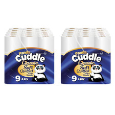90x Panda Cuddle Toilet Rolls 3 Ply Quilted Soft Tissue Bulk Embossed Unscented