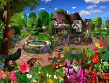 Cats in a Cottage Garden 1000