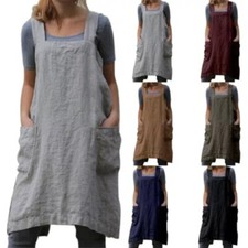 Cotton Linen Apron Cross Back