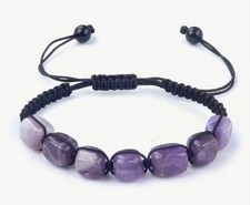 NATURAL AMETHYST QUARTZ CRYSTAL STONE ADJUSTABLE BRACELET
