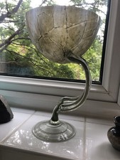 Jozefina Krosno Sage Green 3 Stem crackle Glass Trinket Sweet Bowl Dish