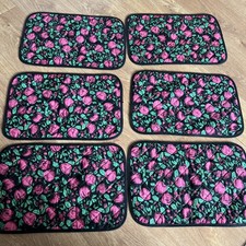 Vintage Padded Placemats Black Green  Red Apple Made In Canada Bundle Of 6  Pcs