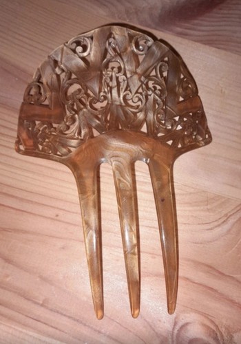Antique celluloid hair comb - celluloid,