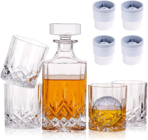 Crystal whiskey decanter - decanter, set