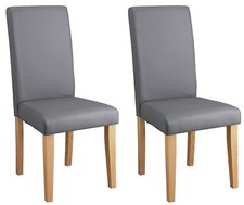 Home Pair of Midback Dining Chairs - Grey | Modern Upholstered Kitchen Furniture