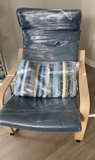 Modern IKEA POANG Curved Bentwood Chair with Teal colour seat + cushion