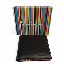 Paul Smith Black Leather Signature Stripe Interior Billfold And Coin Wallet