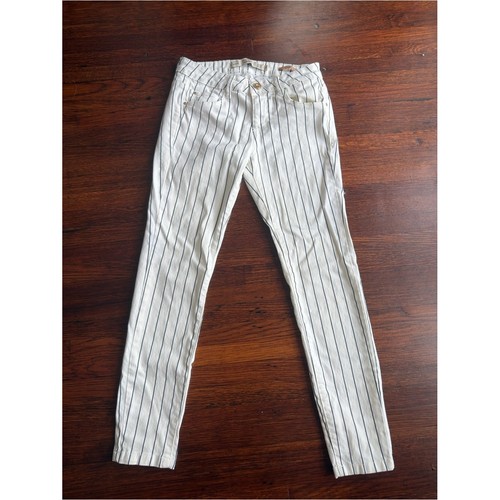 Striped white slim pants zara - white,