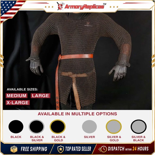Steel chainmail hauberk - steel,