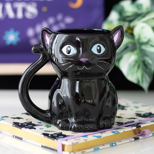 Black cat ceramic mug cute - mug,
