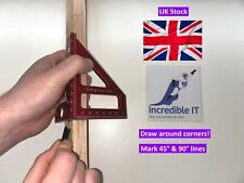 Red ⭐ Metal Carpenters Set Square Mitre Triangle 45 + 90 Degrees Around Bends