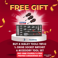 Sealey Tools 1/2 Drive Ratchet Socket Set TBT42 + FREE Screwdriver Set FD25