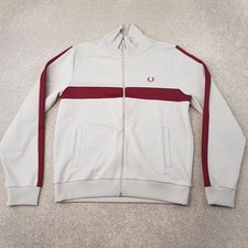 Fred Perry Mens Track Jacket Medium Grey Tracksuit Top Casuals Mod Liam Scooter