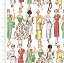 Vintage Simplicity 40s/50's 100% Cotton Fabric 'Simplicity Ladies'