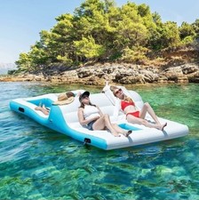 4-6 Person Floating Island with Dual Lying and Wading Areas-White