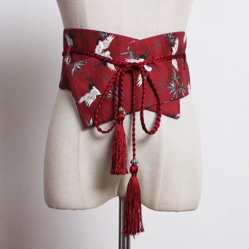 Japanese crane waist sash belt - sash,