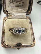 9ct scrap or repair Yellow Gold Sapphire and diamond Ring Size M-N please read