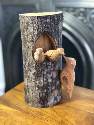 Bird woodcarving log - bird,