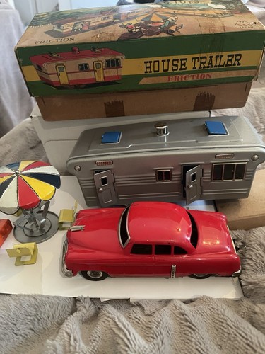 Vintage tin friction sedan car - vintage,