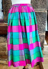 Vintage 1980s Vibrant Taffeta Skirt UK 8