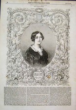 Original Old Antique Print Madame Grisi Portait Cerubs Girls 1854 19th