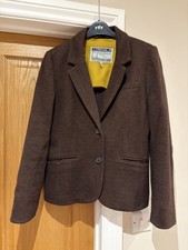 Joules Blazer Jacket UK 14 Brown Herringbone Caper Tweed Hacking Country Jersey