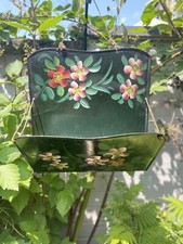 Vintage Barge Art Green Metal Letter Rack Wall Mounted Dark Green Hand Painted