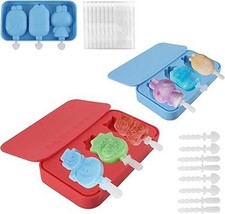 Animal Shape Ice Lolly Molds, 2pcs, DIY Popsicle Maker, Silicone